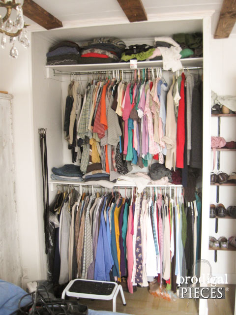 Farmhouse Bedroom Closet Before by Prodigal Pieces | prodigalpieces.com #prodigalpieces