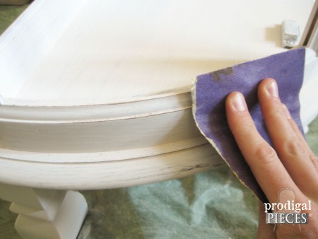 Distressing Curio Cabinet for Tissue Paper Transformation by Prodigal Pieces | prodigalpieces.com #prodigalpieces