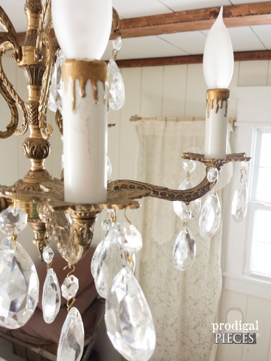 Antique Crystal Chandelier in Prodigal Pieces Bedroom | prodigalpieces.com