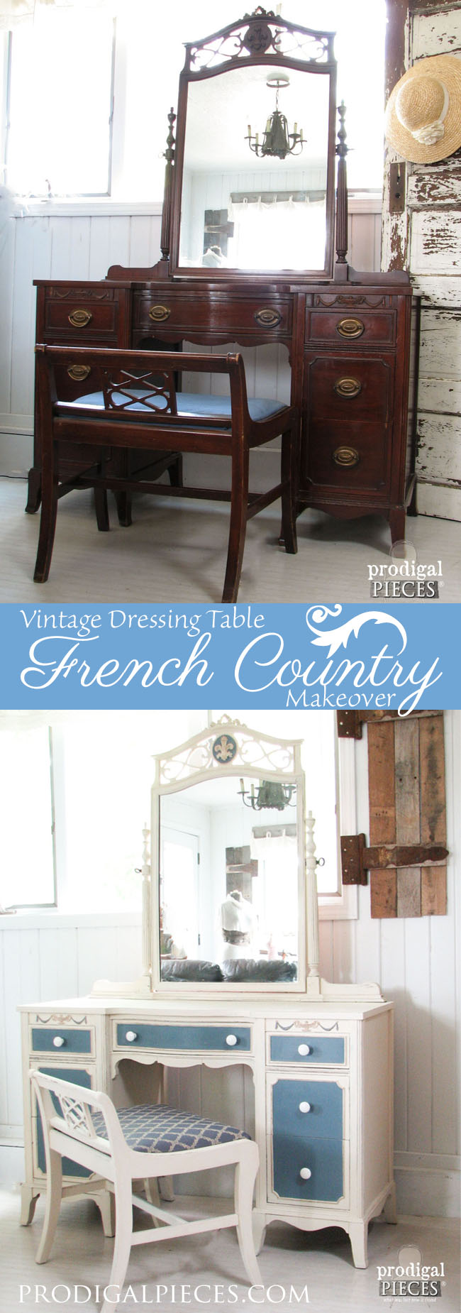 Vintage Dressing Table Gets a French Country Makeover by Prodigal Pieces www.prodigalpieces.com