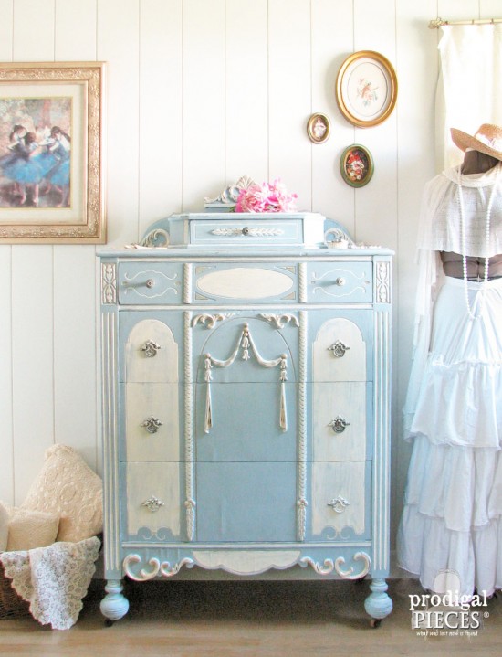 Antique Highboy Chest with Chalky Finish Paint by Larissa of Prodigal Pieces | prodigalpieces.com
