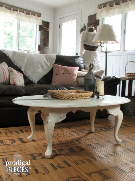 Create a Faux French Grain Sack Table with Tape and Paint - Let a teenager show you how! by Prodigal Pieces www.prodigalpieces.com #prodigalpieces