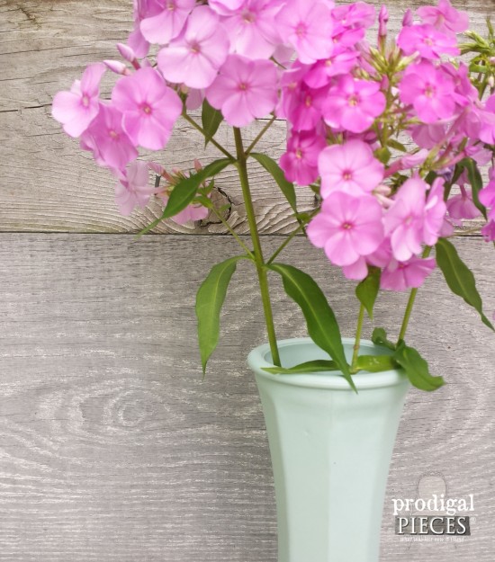 Pink Phlox in Painted Vase of Thrift Store Glass by Prodigal Pieces | prodigalpieces.com