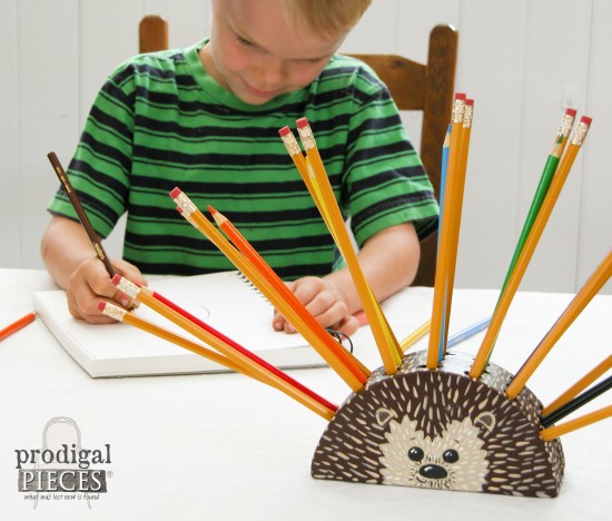 Homeschool Hedgehog Pencil Holder | prodigalpieces.com
