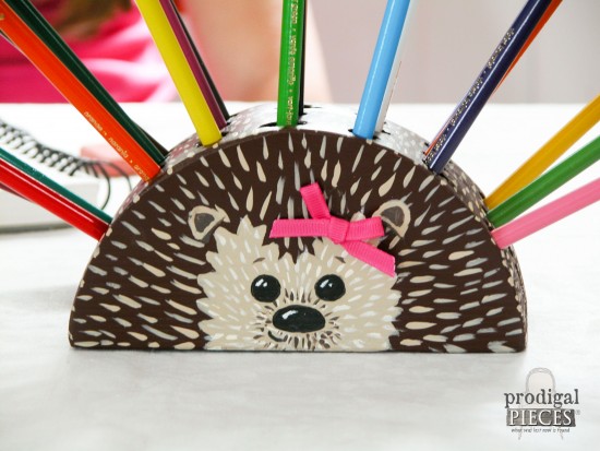 DIY Wooden Hedgehog Pencil Holder by Larissa of Prodigal Pieces | prodigalpieces.com #prodigalpieces