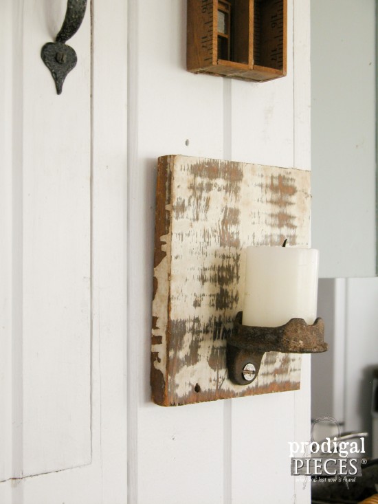 Rustic Candle Sconce from Farmhouse Tools | prodigalpieces.com #prodigalpieces
