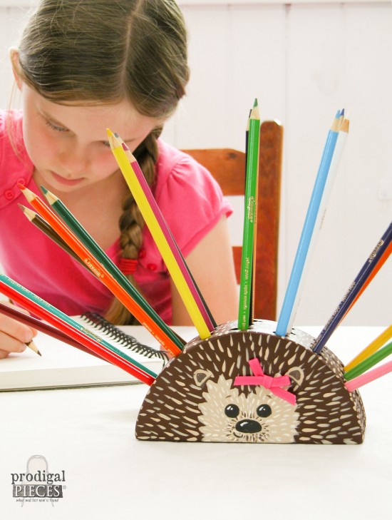Create a DIY Hedgehog Pencil Holder with Basic Tools by Larissa of Prodigal Pieces | prodigalpieces.com #prodigalpieces