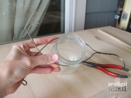 Wrapping Wire around Ball Jar | prodigalpieces.com