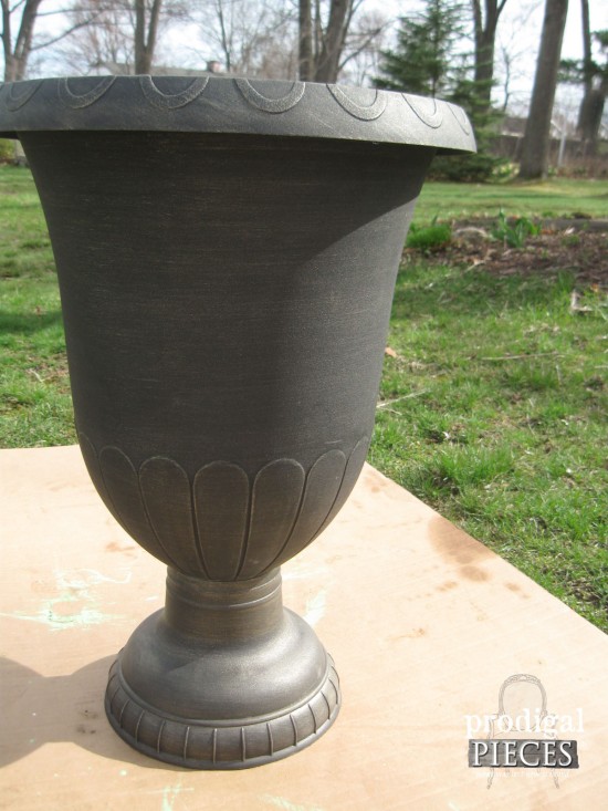 Prepping Plastic Urn for Faux Zinc Finish | prodigalpieces.com 