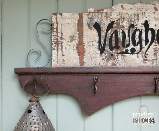Antique Wire Hooks on Repurposed Barn Wood Coat Rack by Larissa of Prodigal Pieces | prodigalpieces.com #prodigalpieces