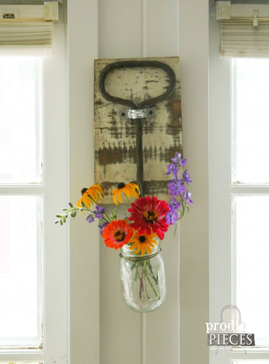 Flowers in Farmhouse Tools Sconce by Larissa of Prodigal Pieces | prodigalpieces.com #prodigalpieces