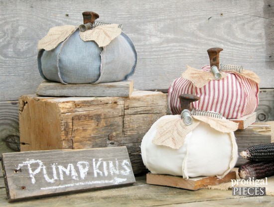 Set of Reclaimed and Repurposed Pumpkins with Railroad Spikes by Larissa of Prodigal Pieces | prodigalpieces.com
