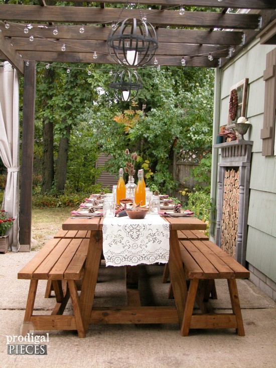 DIY Pergola, Harvest Table, and Benches by Larissa of Prodigal Pieces | prodigalpieces.com #prodigalpieces