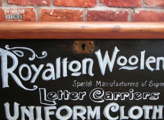 Hand-Painted Vintage Typography on Acme Cedar Chest by Larissa of Prodigal Pieces | prodigalpieces.com #prodigalpieces