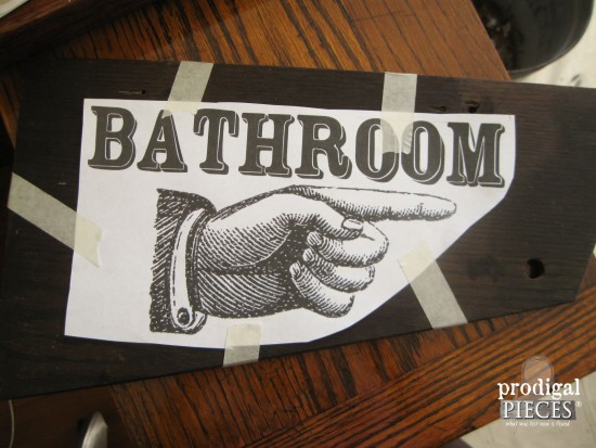 Handmade Bathroom Repurposed Direction Sign | prodigalpieces.com