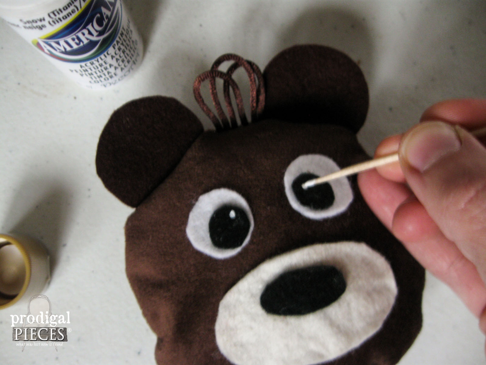 Adding Eye Paint to Boo-Boo Bear Rice Ice and Heat Pack by Prodigal Pieces | prodigalpieces.com #prodigalpieces