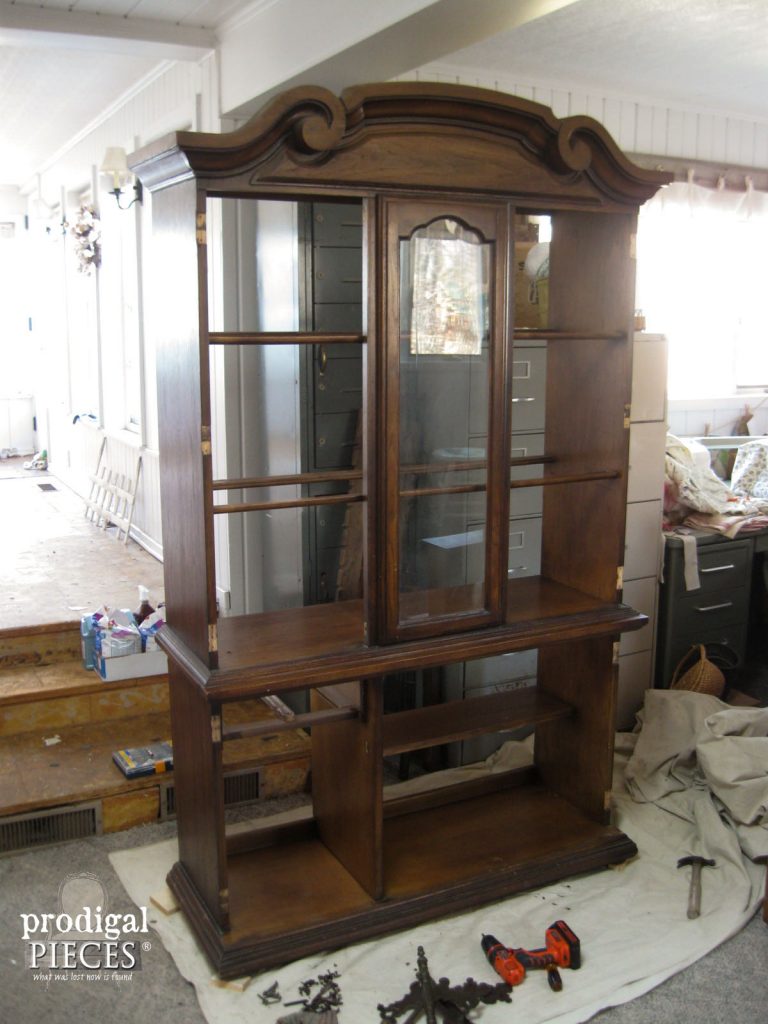 China Cabinet Makeover with Wallpaper - Prodigal Pieces