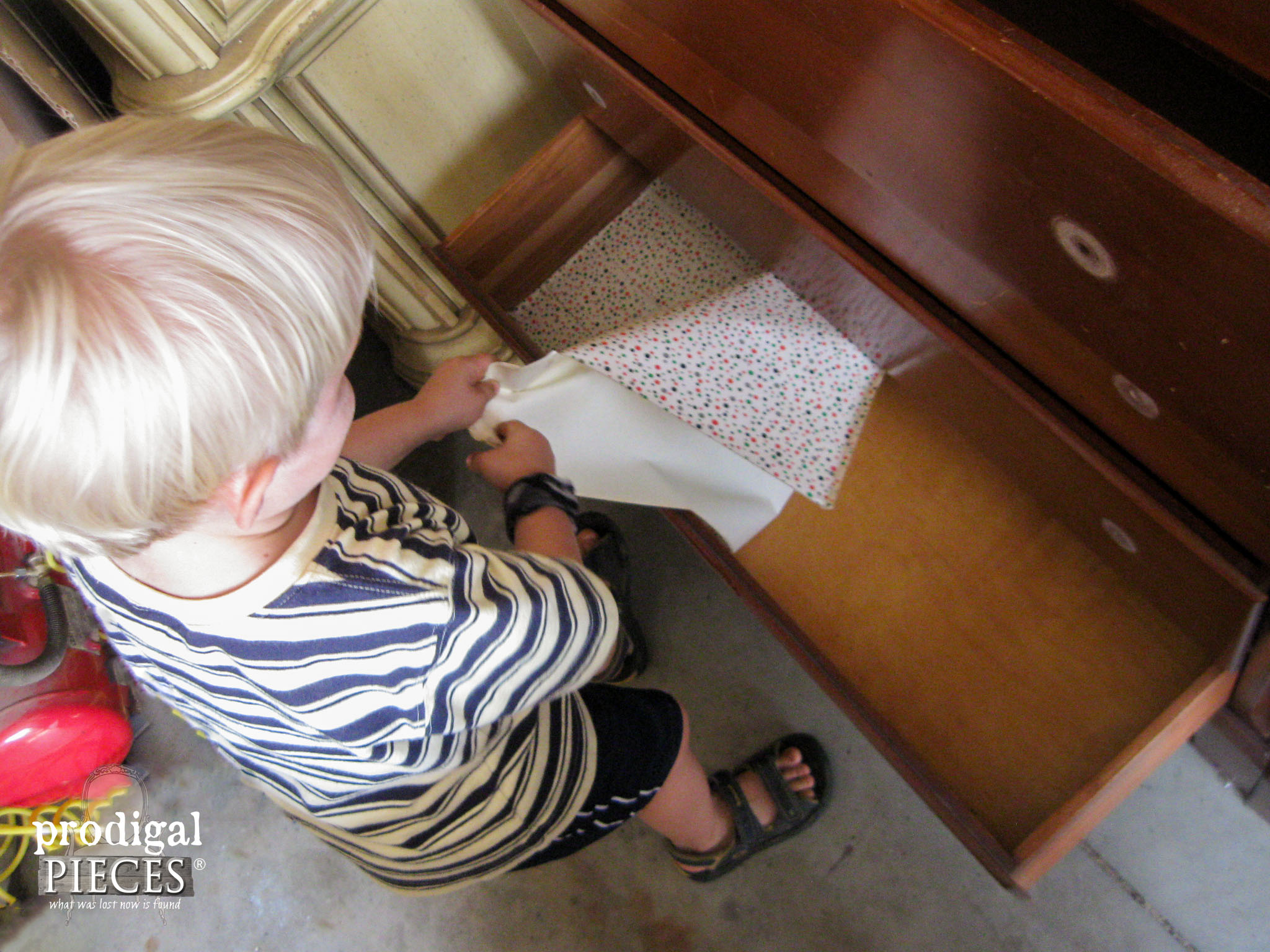Little Boy Helper with Bedroom Set | Prodigal Pieces | www.prodigalpieces.com