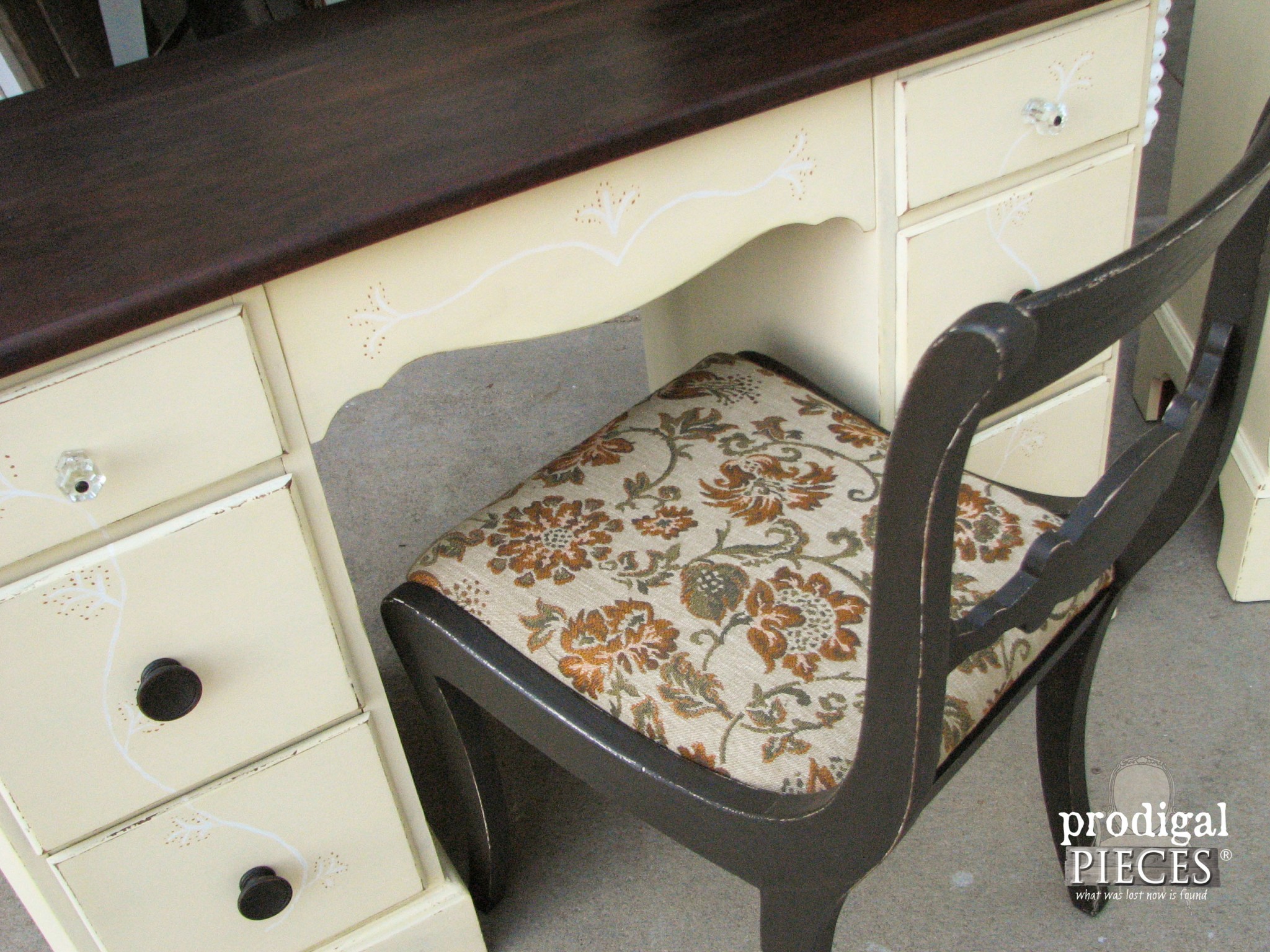 Upholstered Vintage Vanity Chair by Prodigal Pieces | www.prodigalpieces.com