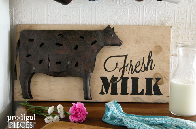 Farmhouse Metal Cow Milk Sign by Prodigal Pieces | www.prodigalpieces.com