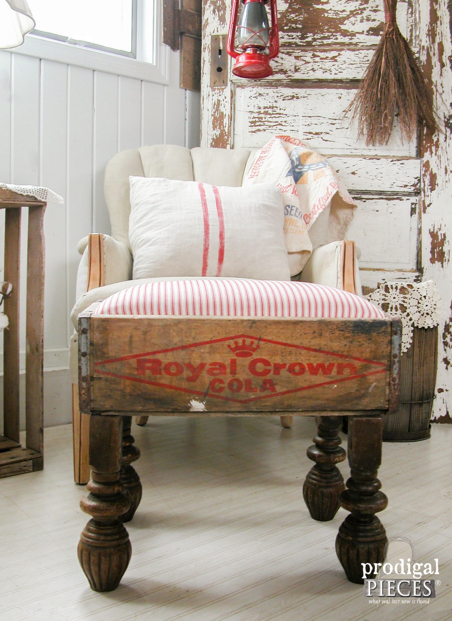 Vintage Soda Crate Turned Foot Stool, Wooden Bottle Crate Footstool