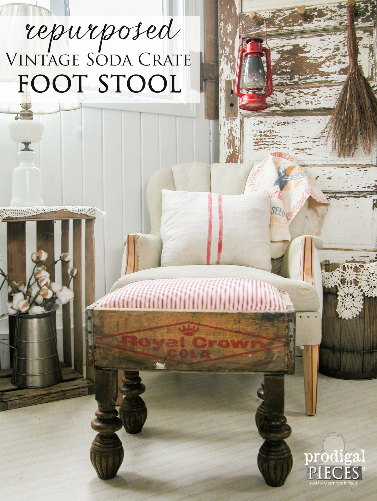 Vintage Soda Crate Turned Foot Stool, Wooden Bottle Crate Footstool