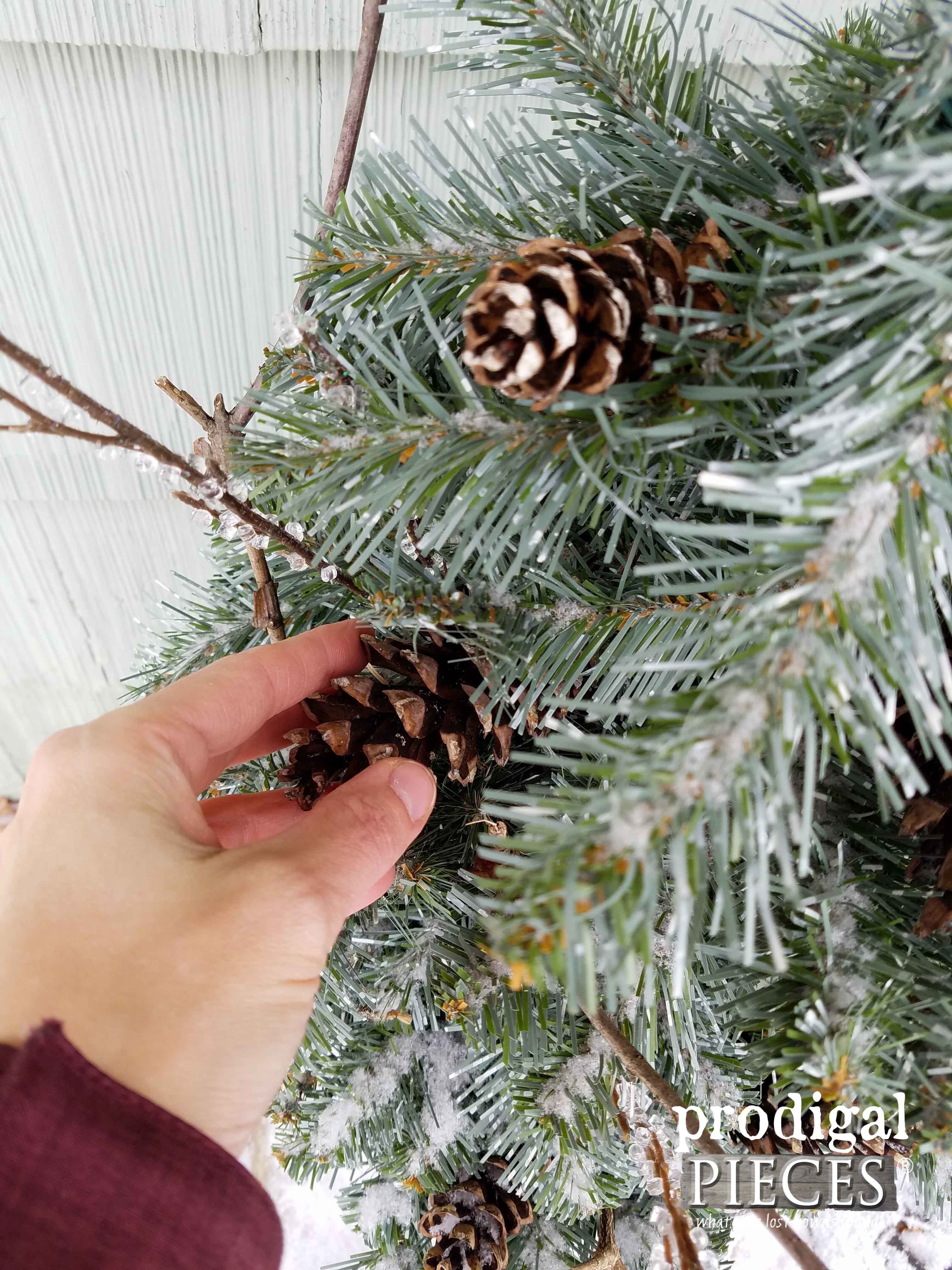 Adding Pinecones to Winter Urns | Prodigal Pieces | www.prodigalpieces.com