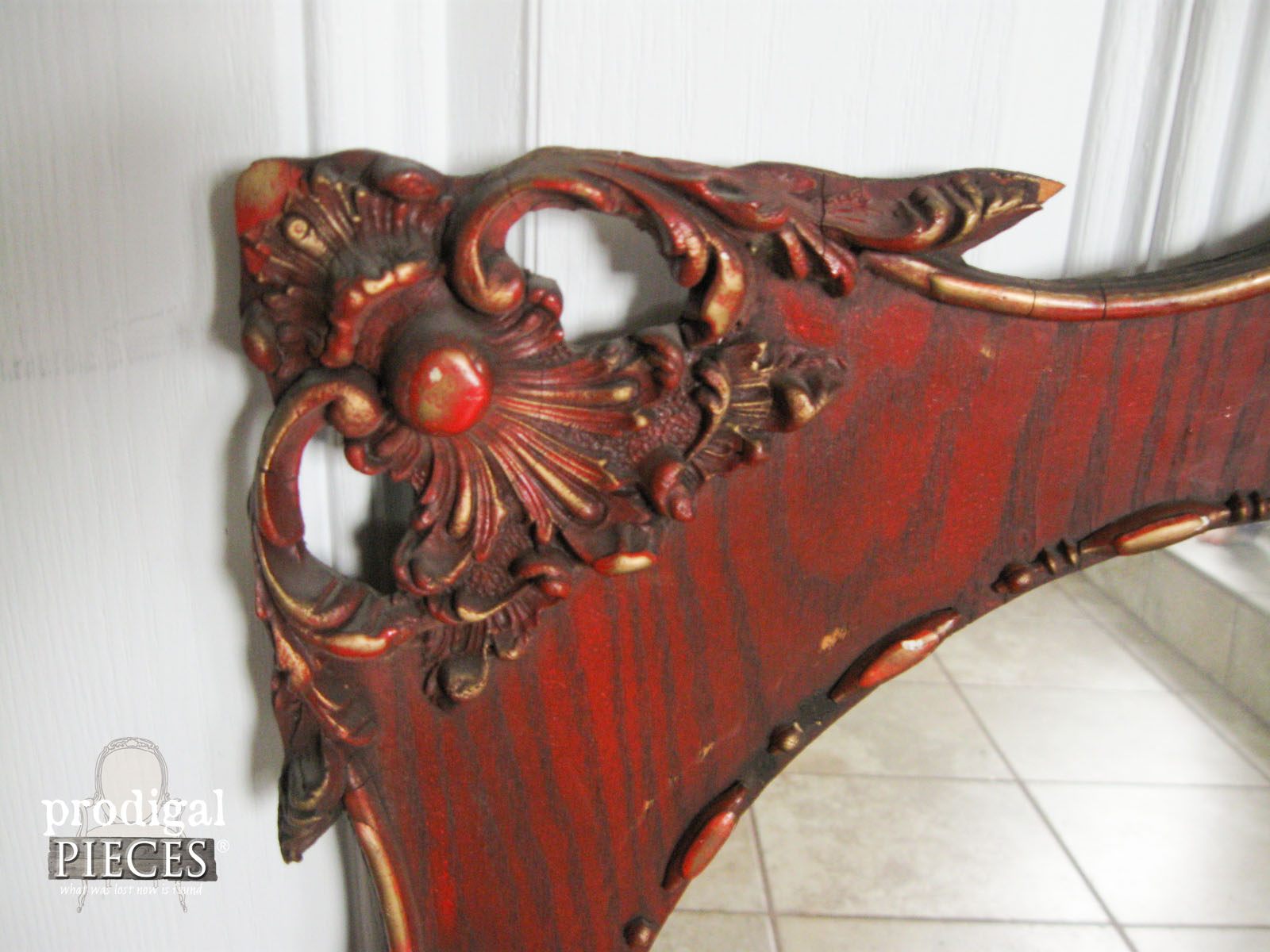 Corner of Ornate Mirror for Aged Finish Treatment | Prodigal Pieces | www.prodigalpieces.com