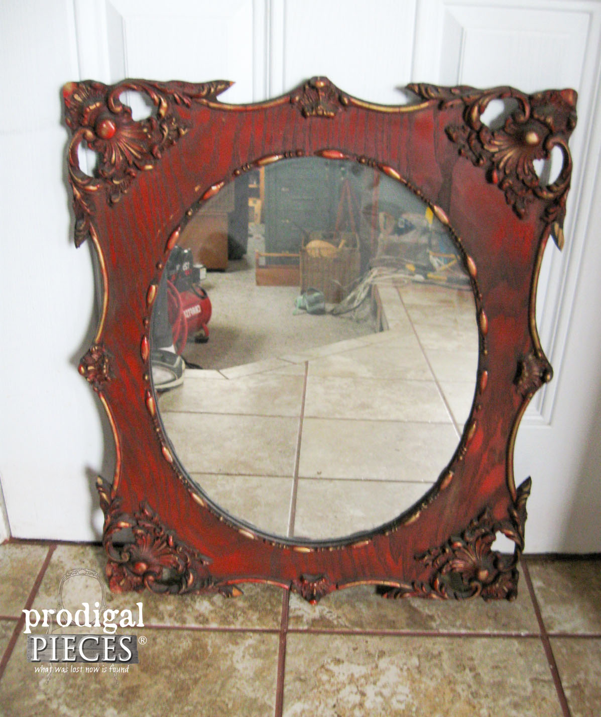 Ornate Vintage Mirror Before Aged Finish | Prodigal Pieces | www.prodigalpieces.com