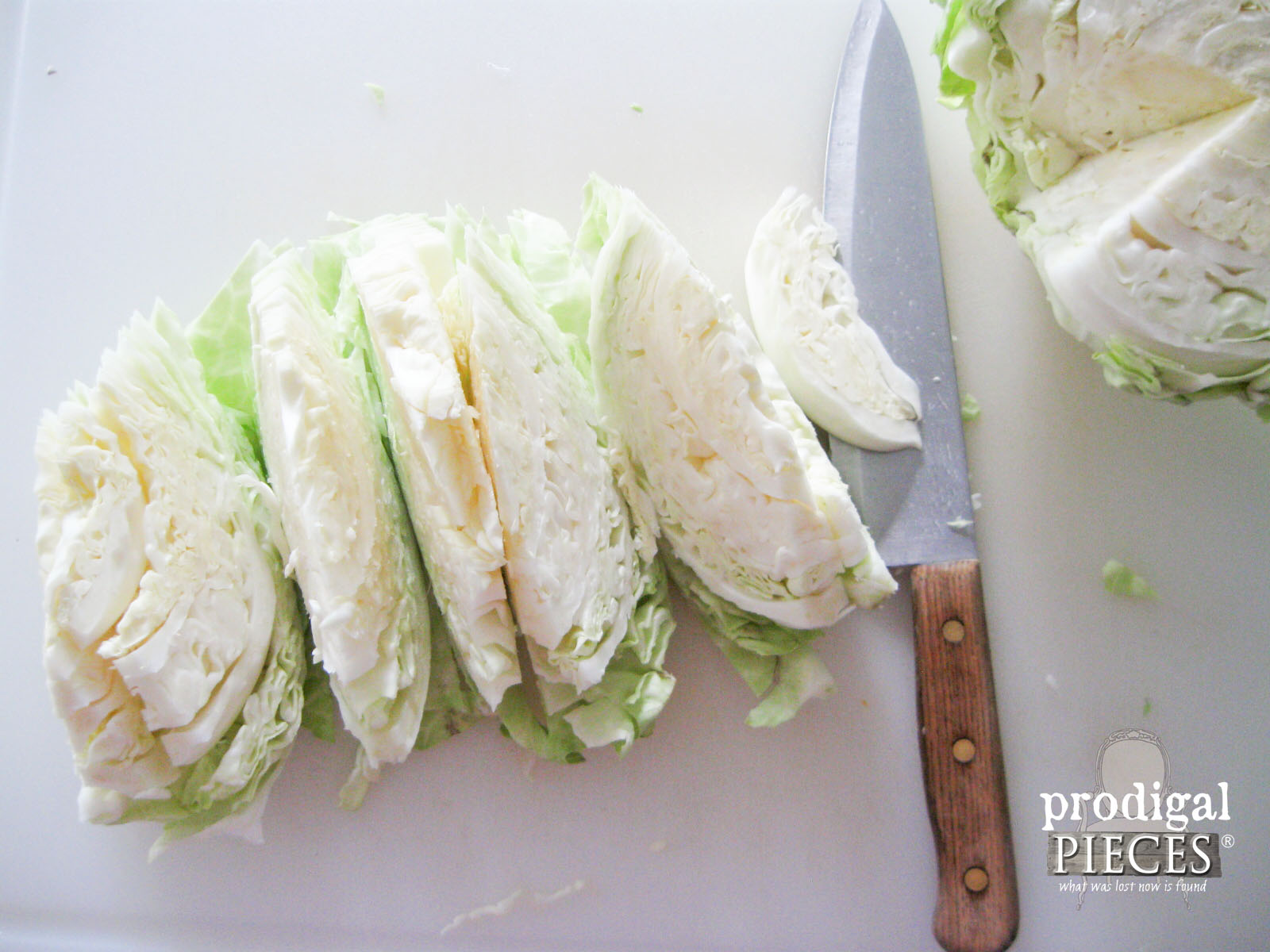 Chopping Cabbage for Skillet Pizza | Prodigal Pieces | www.prodigalpieces.com