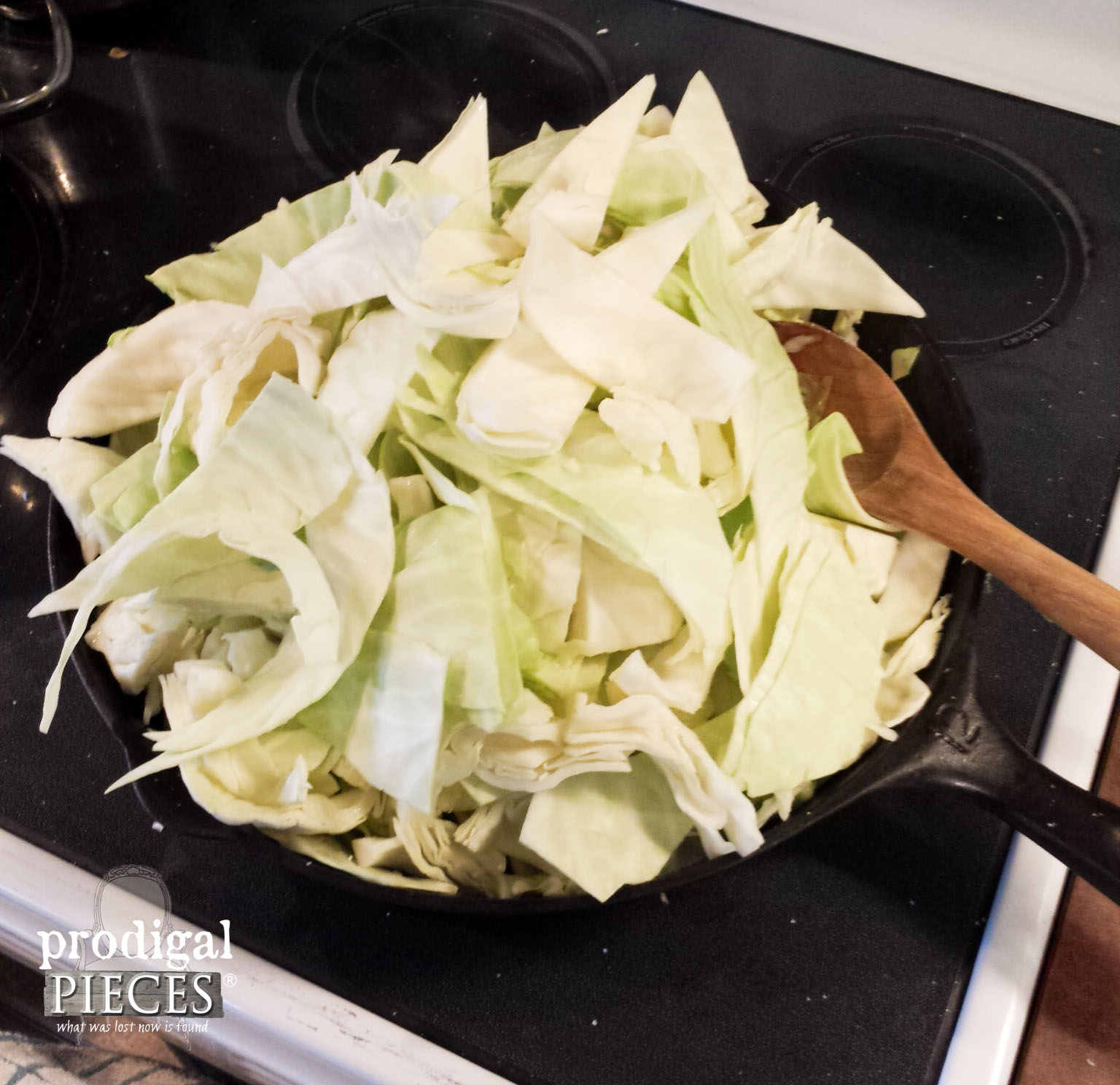 Cooking Cabbage in Cast Iron Skillet for Pizza | Prodigal Pieces | www.prodigalpieces.com