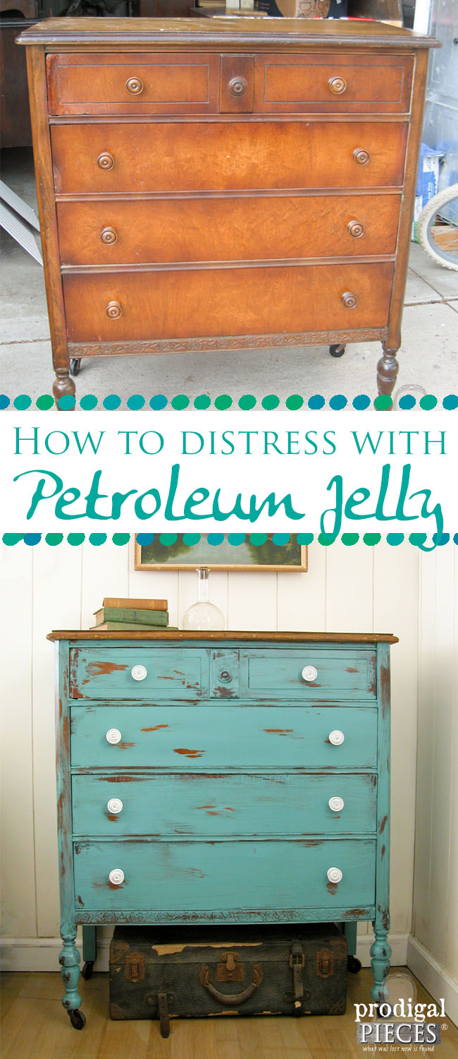 How to Distress Paint with Petroleum Jelly by Prodigal Pieces | www.prodigalpieces.com