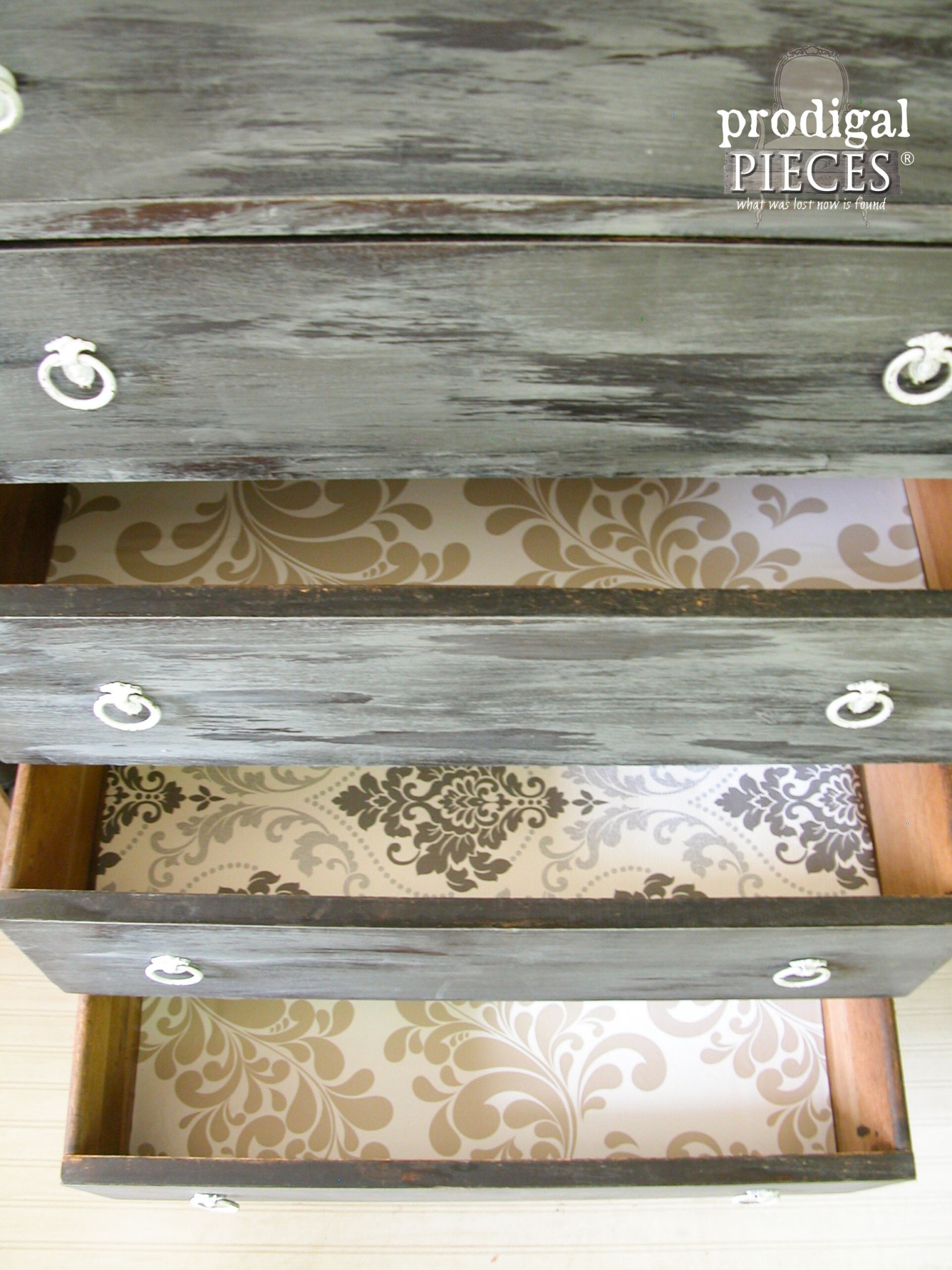Chest of Drawers Lined with Wallpaper for Fun Contrast by Prodigal Pieces | www.prodigalpieces.com