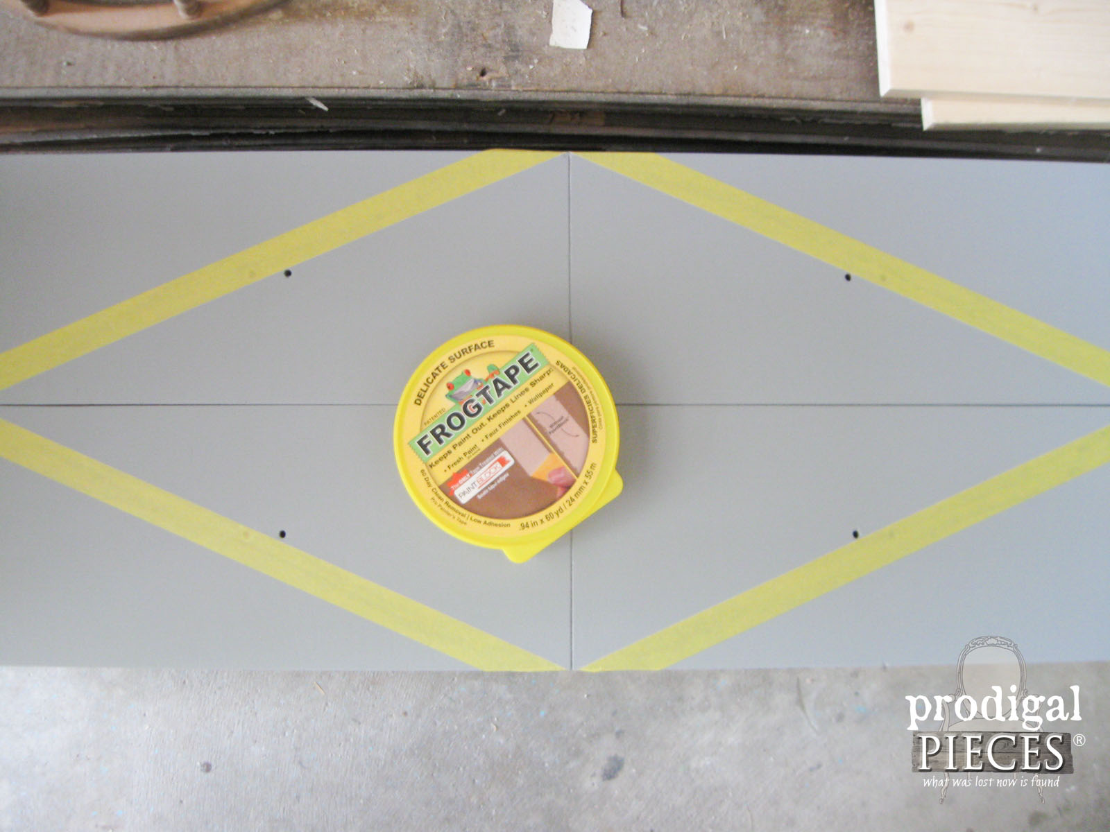 Using Frog Tape for Geometric Design on Entertainment Console | Prodigal Pieces | www.prodigalpieces.com