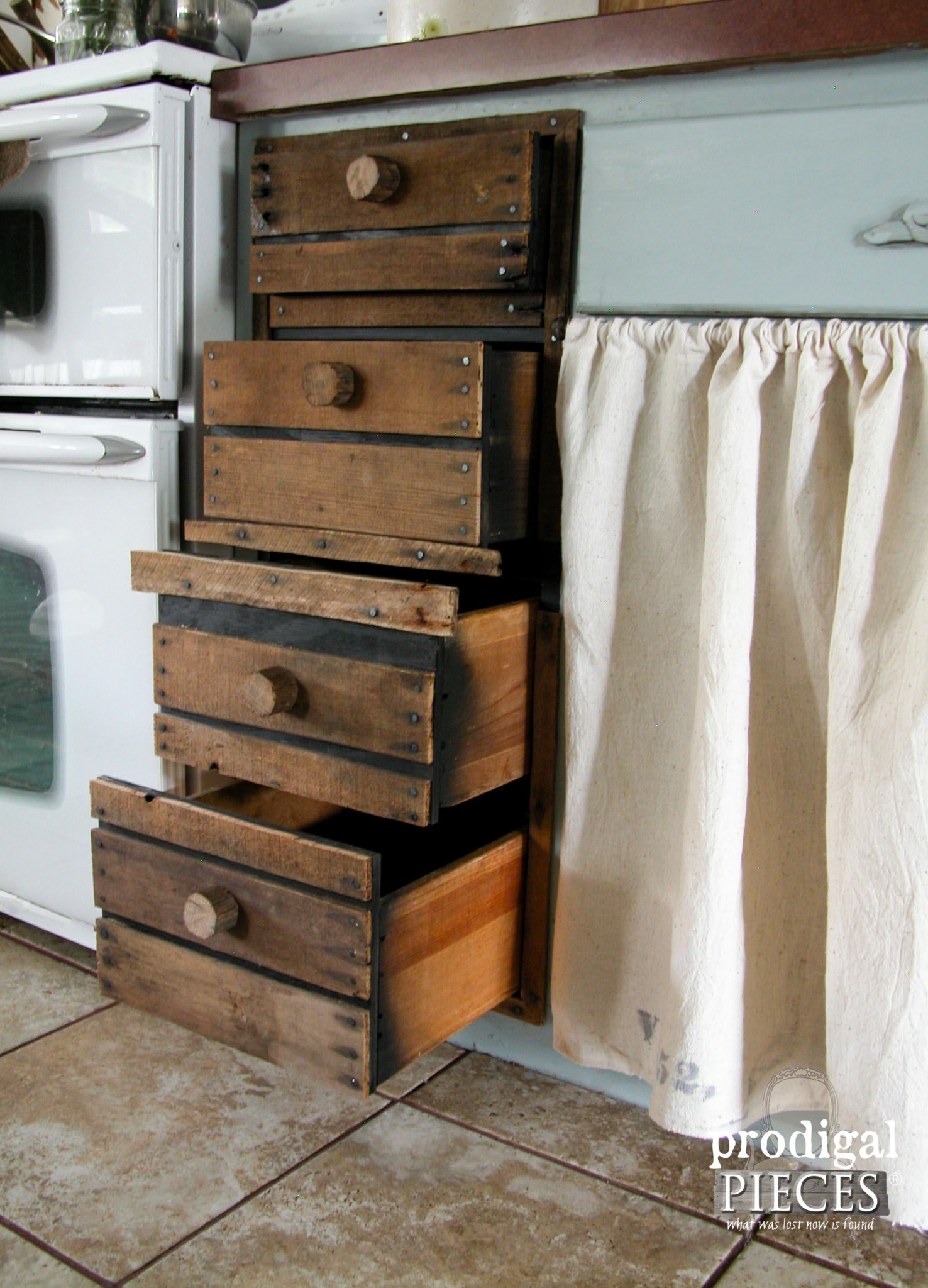 Faux Crate Drawers Open to Four Drawers | Prodigal Pieces | prodigalpieces.com #prodigalpieces