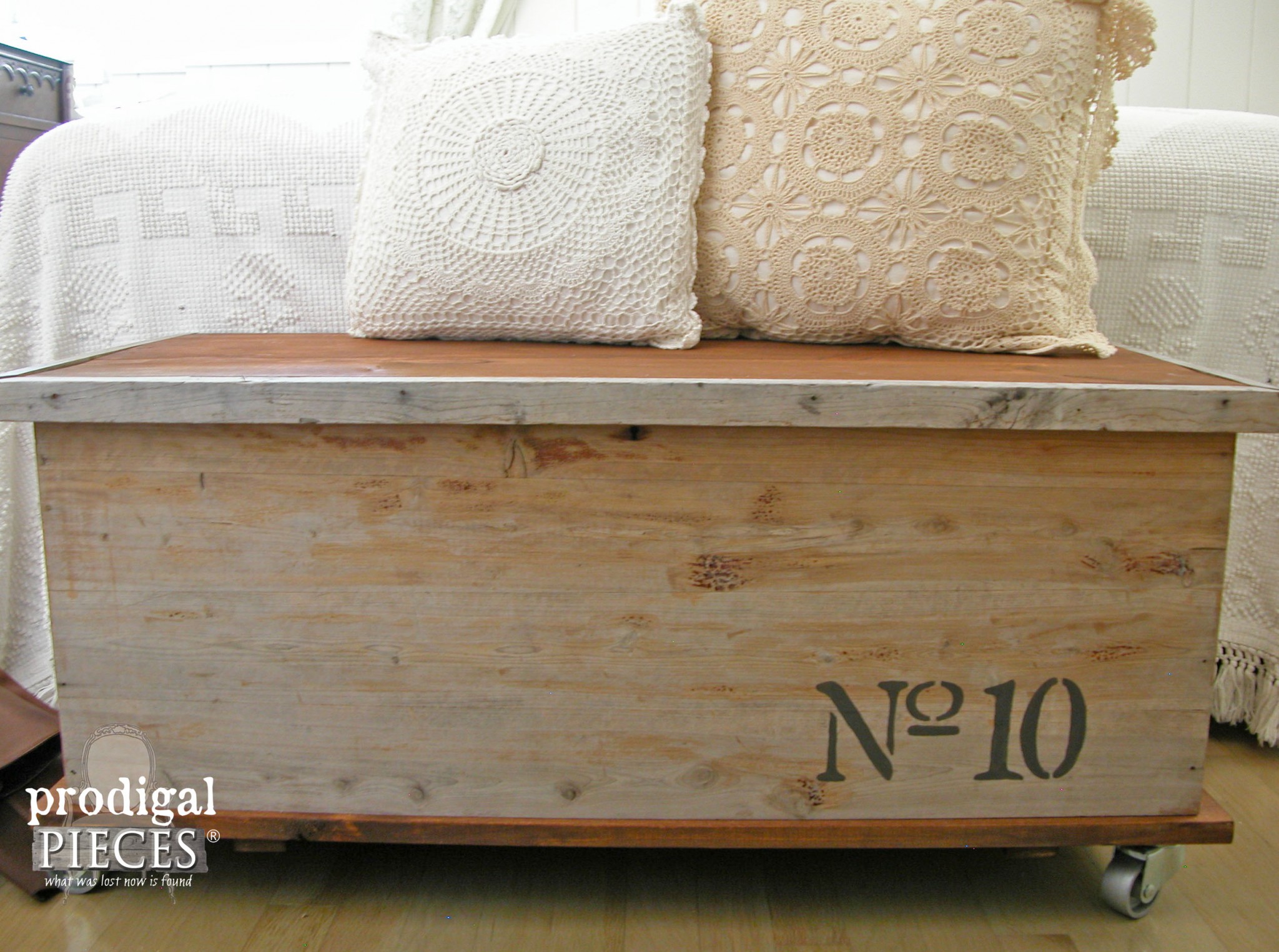 Industrial Chic Cedar Chest in Farmhouse Bedroom After Curbside Makeover by Prodigal Pieces | www.prodigalpieces.com