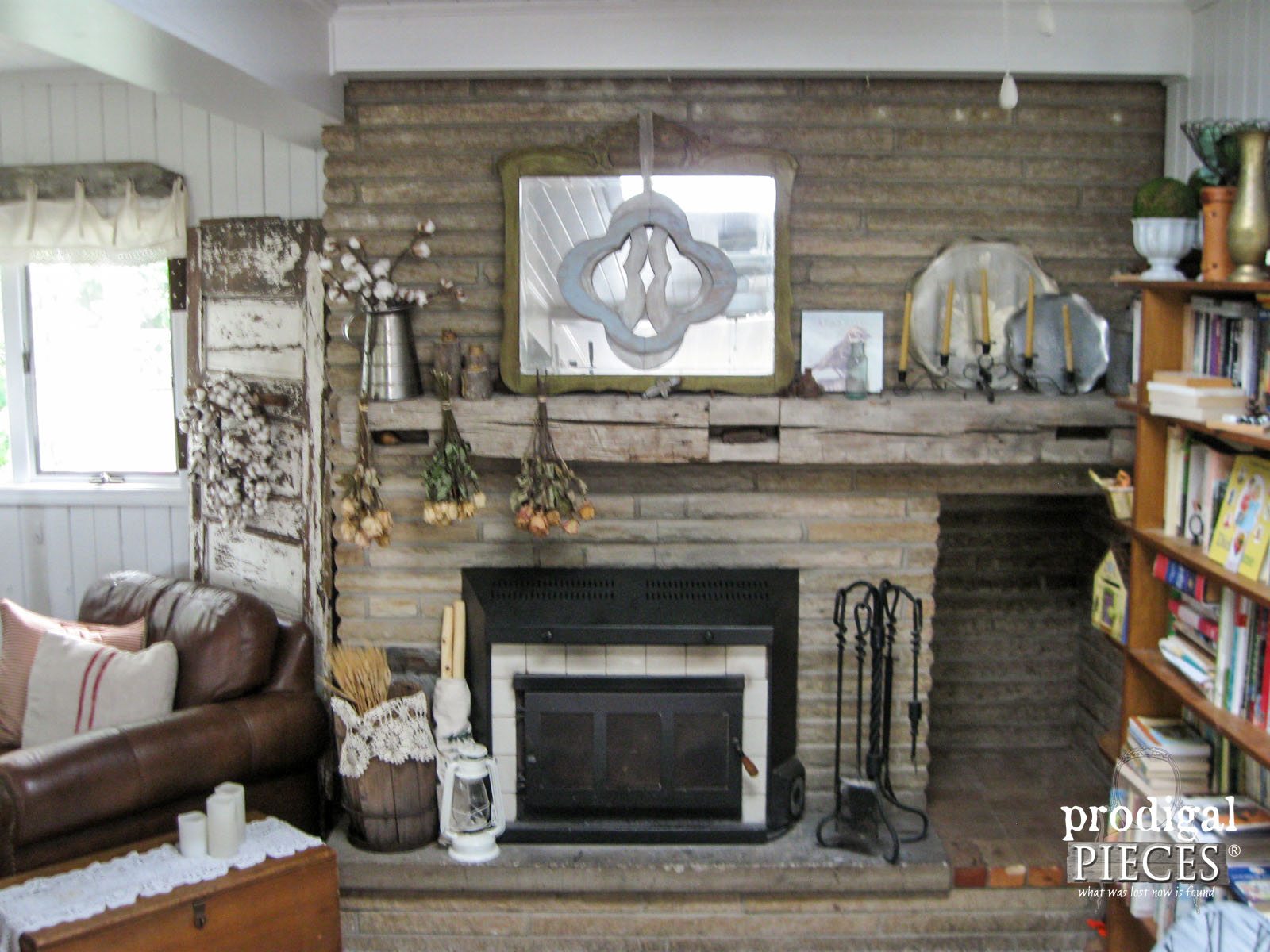 Rustic Farmhouse Mantel Before Summer Switch | Prodigal Pieces | www.prodigalpieces.com