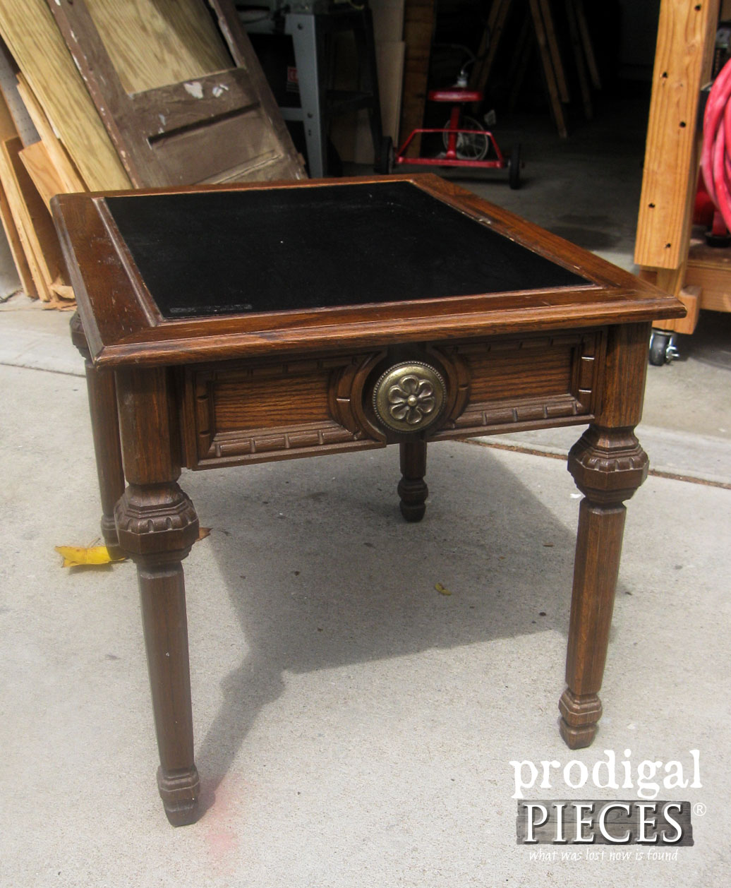 Vintage Mersman Side Table Before Makeover by Prodigal Pieces | www.prodigalpieces.com