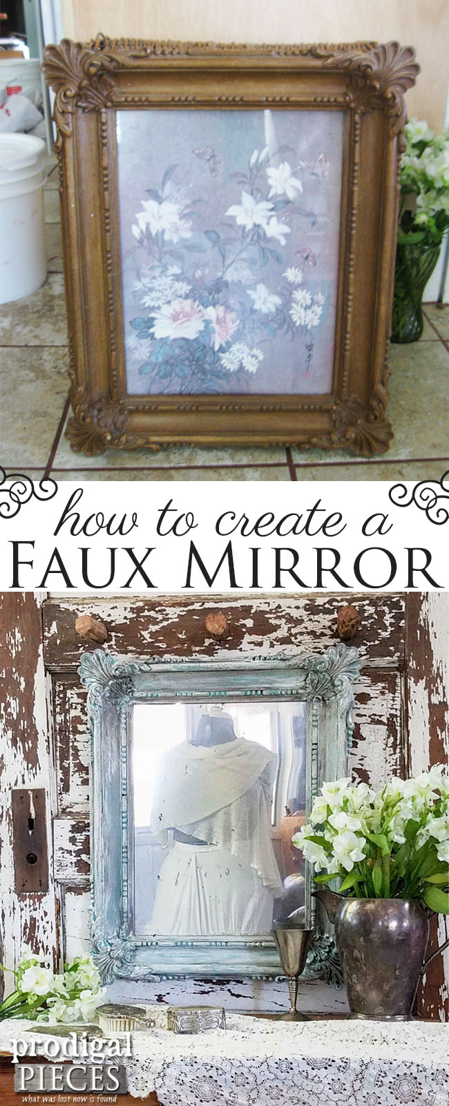 How to Create a Faux Aged Mirror from Thrifted Art and Paint by Prodigal Pieces | www.prodigalpieces.com