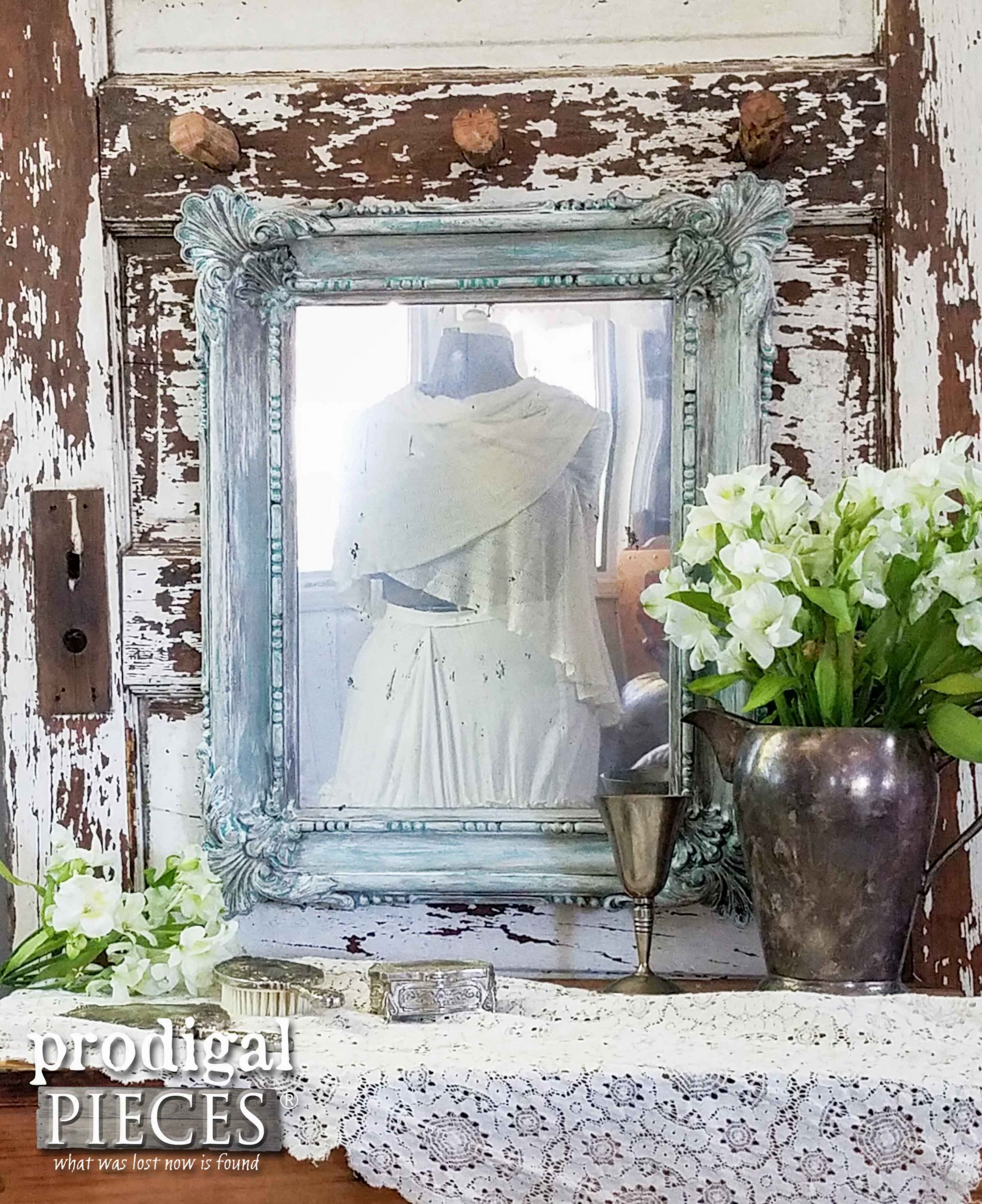 Create this Faux Aged Mirror Look Using Thrifted Art and Paint by Prodigal Pieces | www.prodigalpieces.com