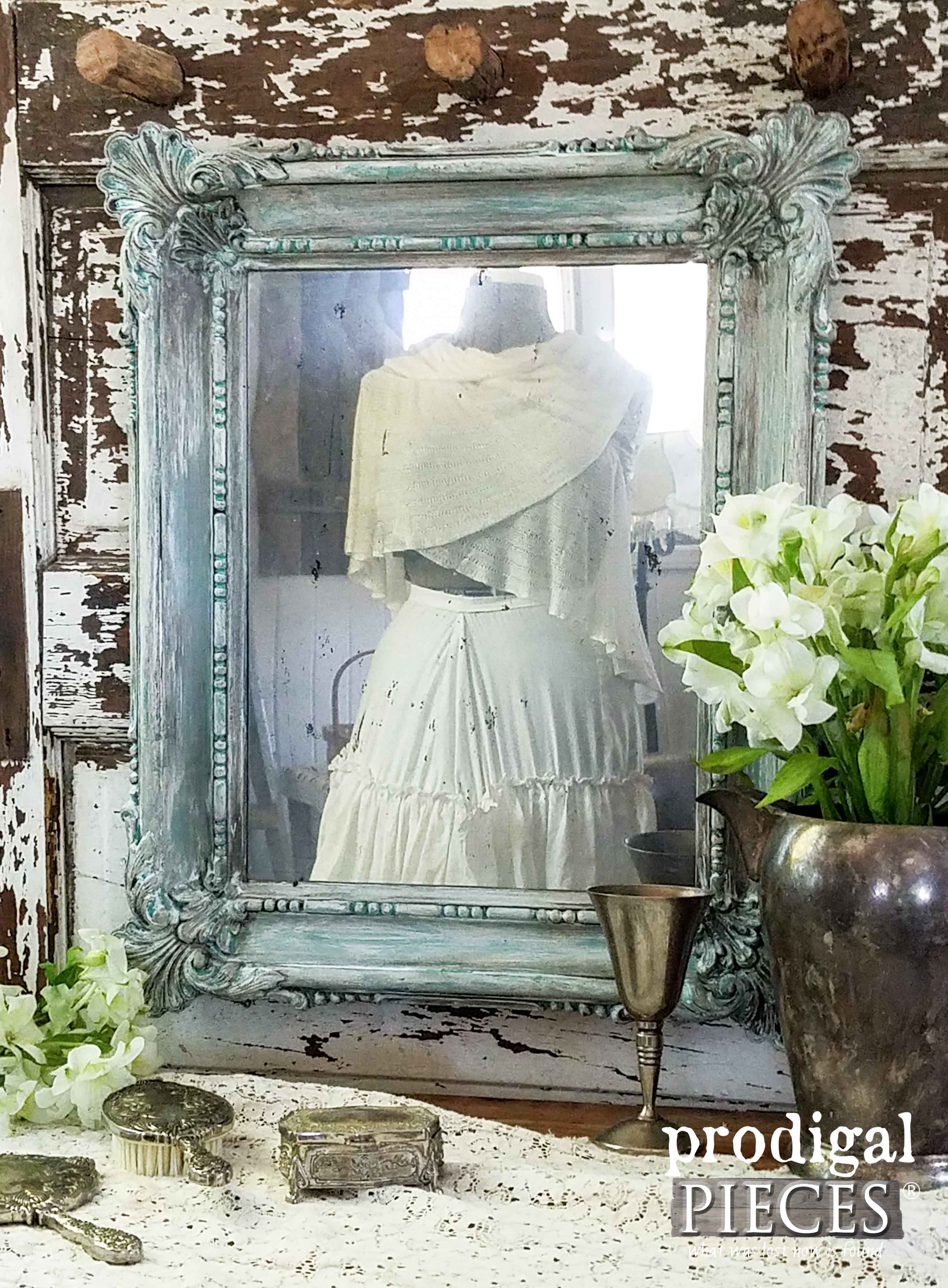 Faux Aged Mirror Created from Thrifted Art using Paint by Prodigal Pieces | www.prodigalpieces.com