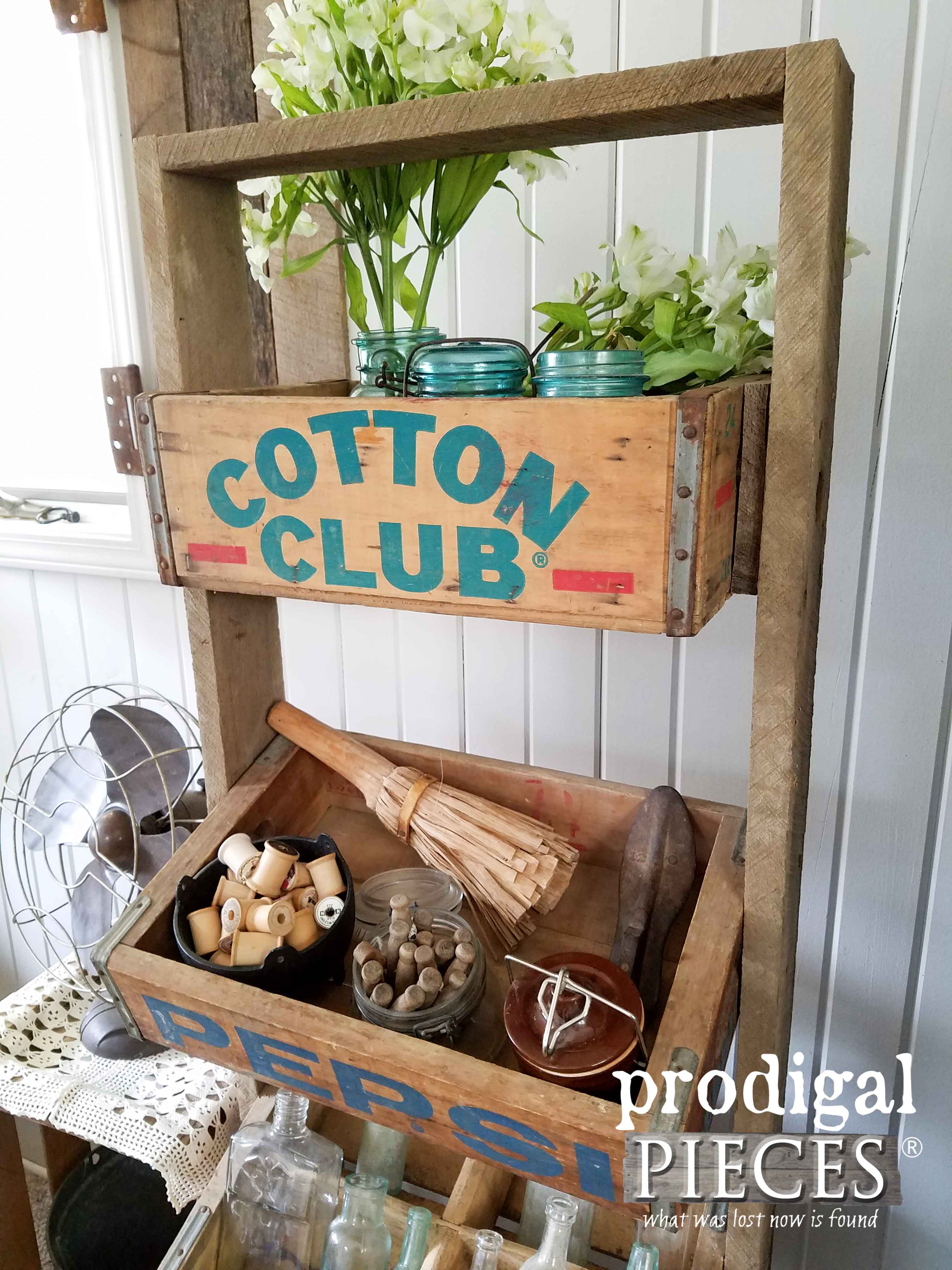 Soda Crates Make for a Rustic Flea Market Style Stand by Prodigal Pieces | www.prodigalpieces.com
