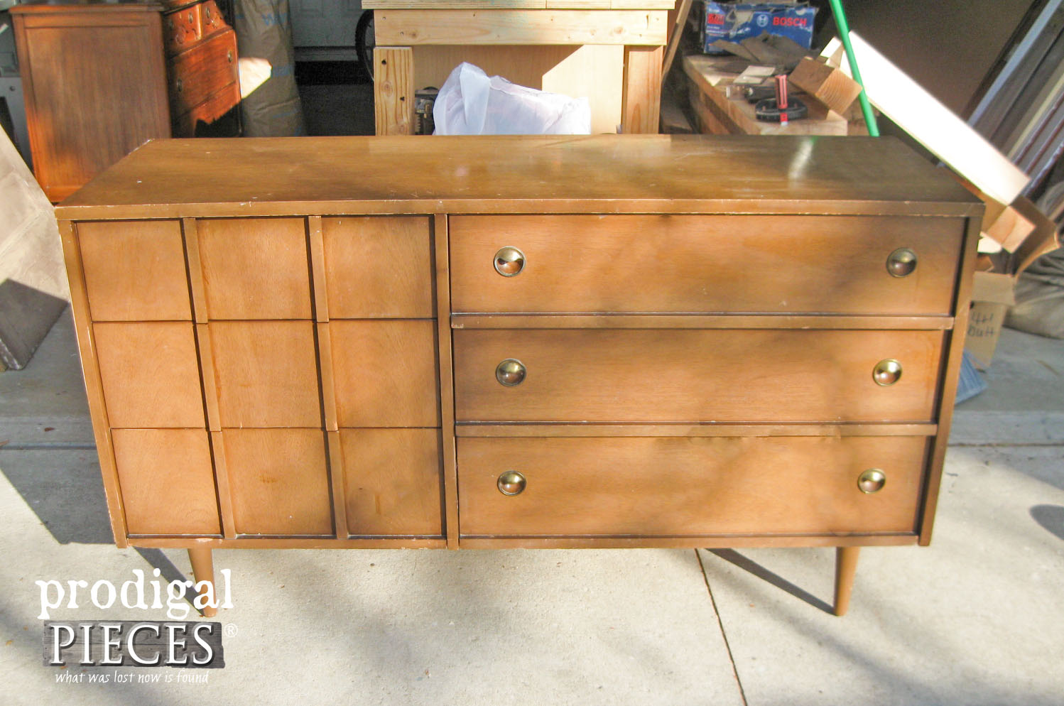 Mid Century Dresser Before Makeover by Prodigal Pieces | www.prodigalpieces.com