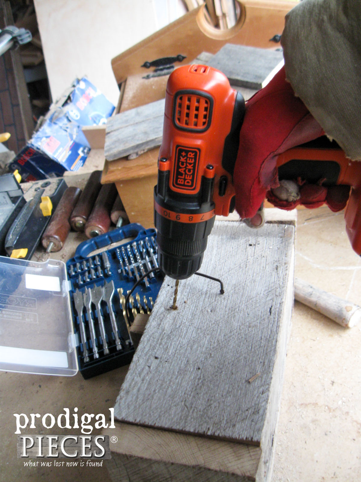 Drilling Wooden Caddy for Handles | Prodigal Pieces | www.prodigalpieces.com