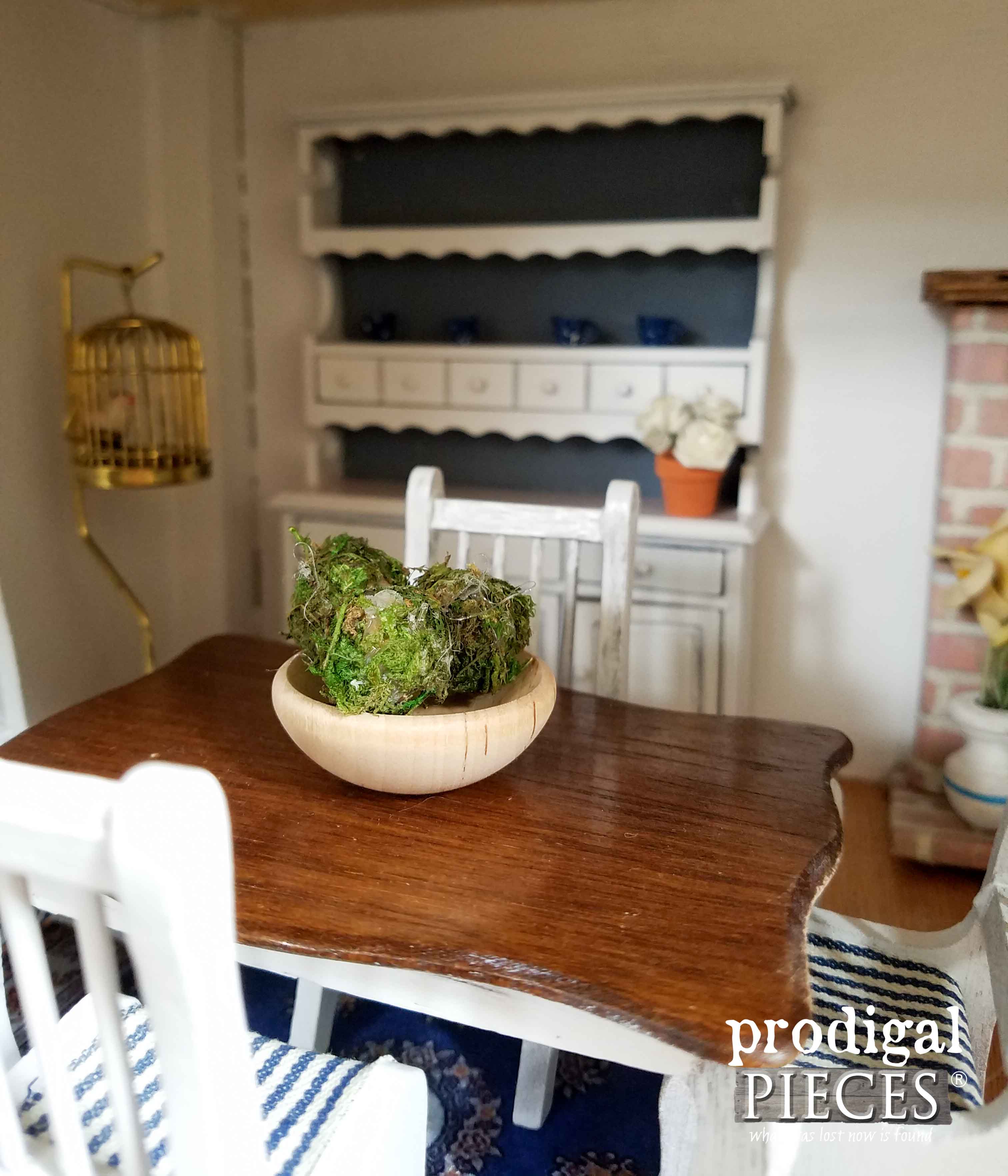Farmhouse Table in Repurposed Radio Dollhouse by Prodigal Pieces | www.prodigalpieces.com