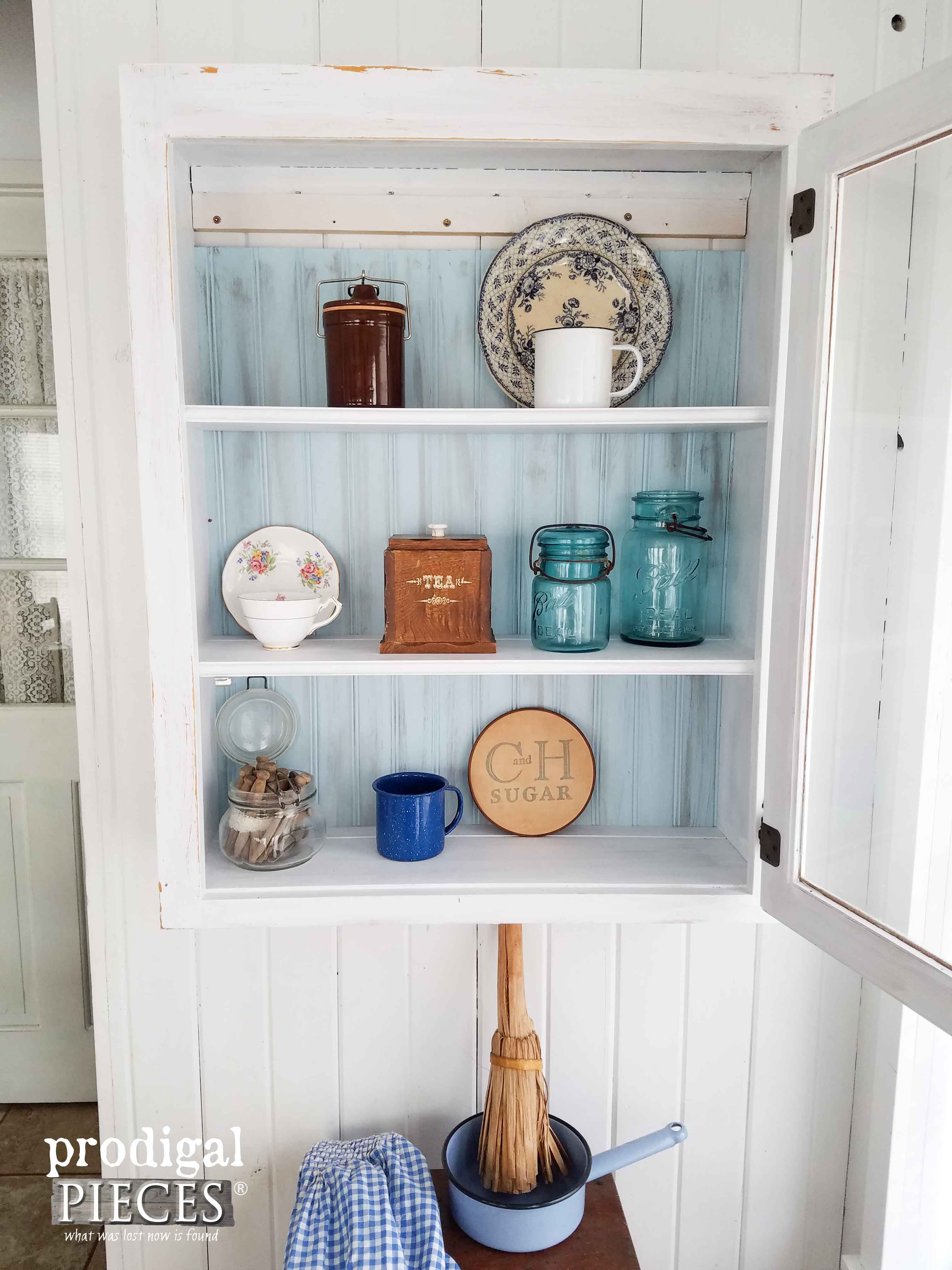 Farmhouse Cupboard Updated with Bead Board and Hardware | Prodigal Pieces | prodigalpieces.com