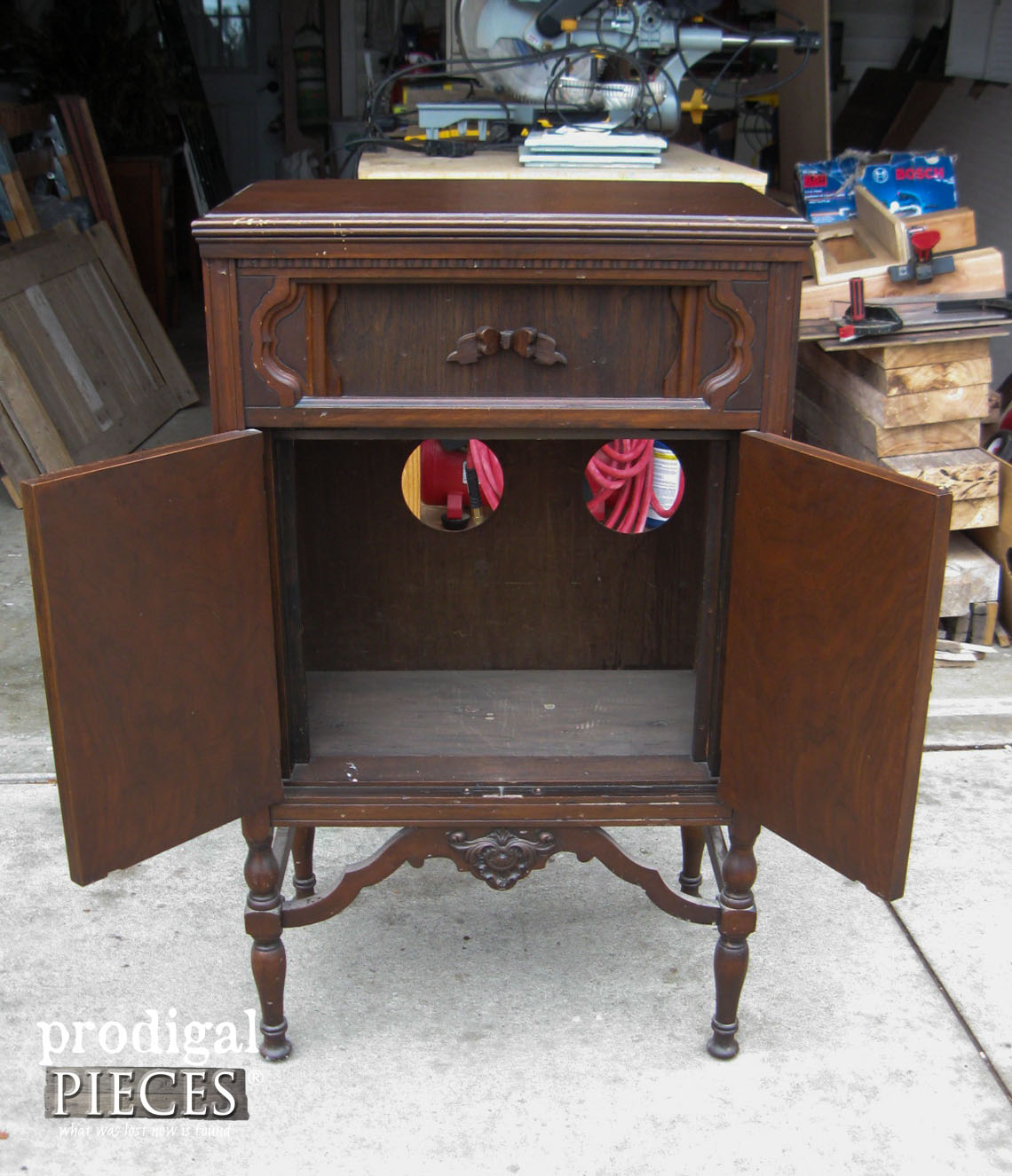 Inside Open Antique Radio Cabinet | Prodigal Pieces | www.prodigalpieces.com