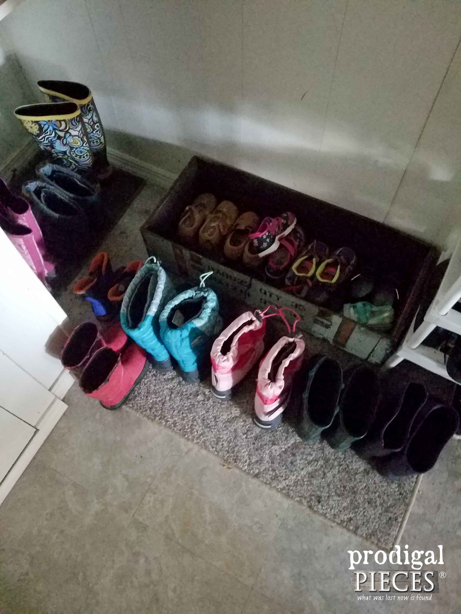 Rubber Boots and Shoes in Mudroom | Prodigal Pieces | prodigalpieces.com