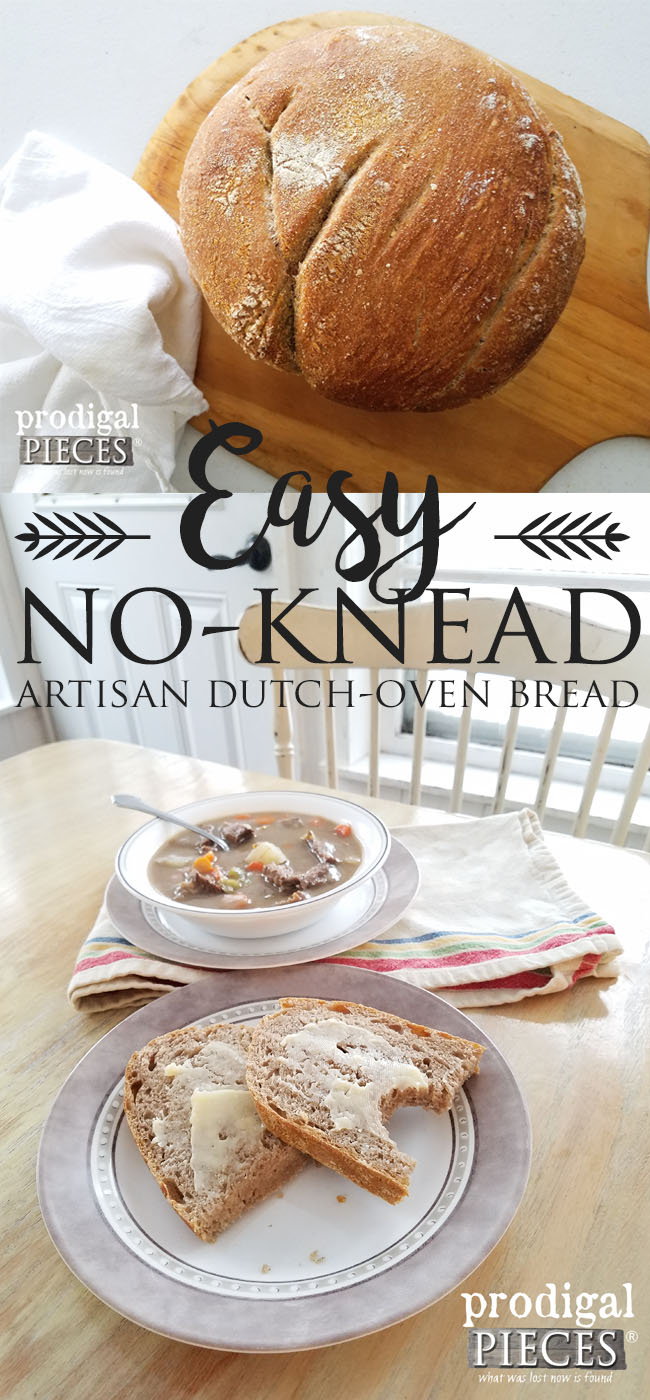 Easy Artisan No-Knead Wheat Bread Recipe by Prodigal Pieces | prodigalpieces.com