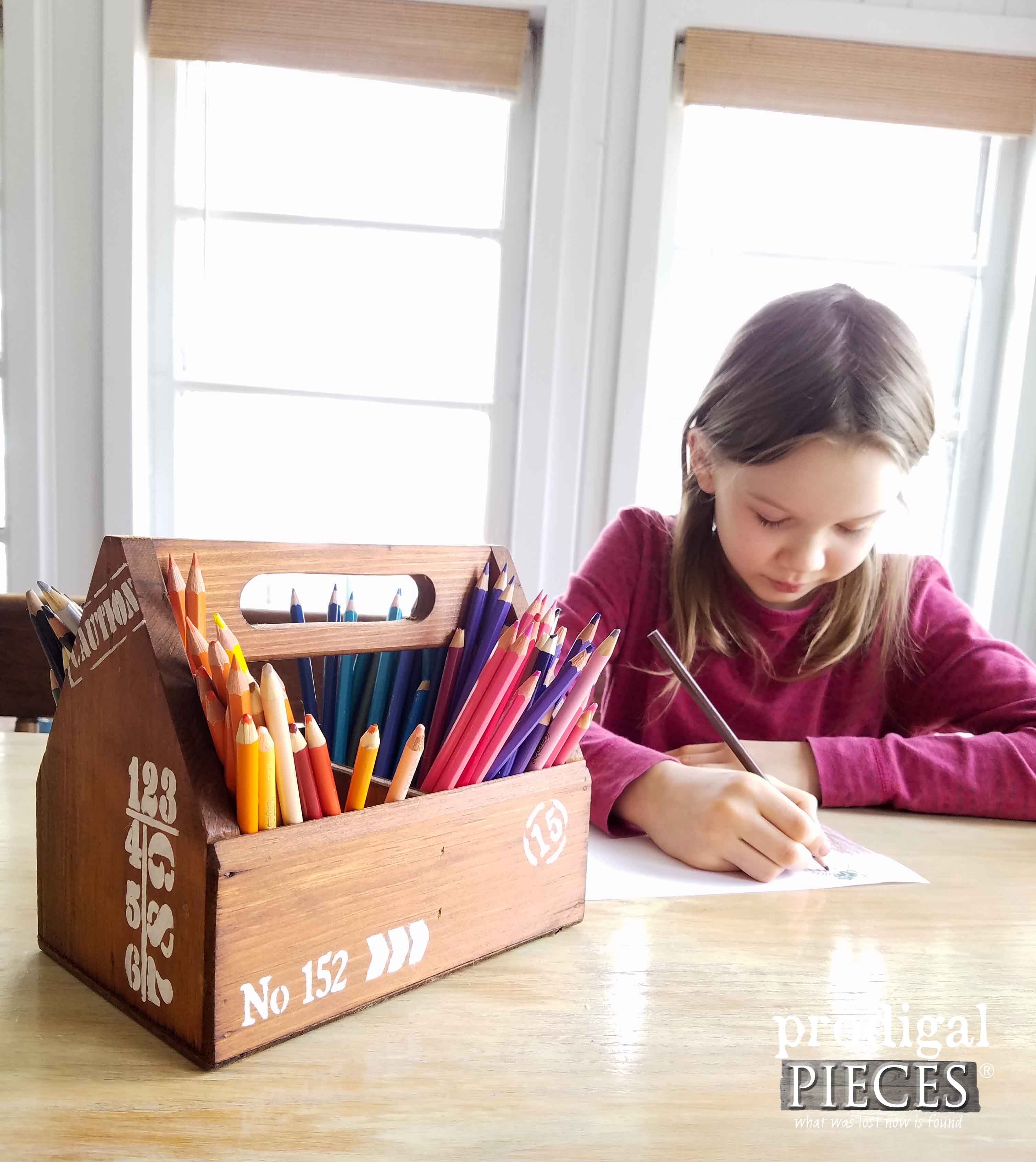 Coloring Pencil Caddy DIY for Thrifty Farmhouse Decor by Prodigal Pieces | prodigalpieces.com